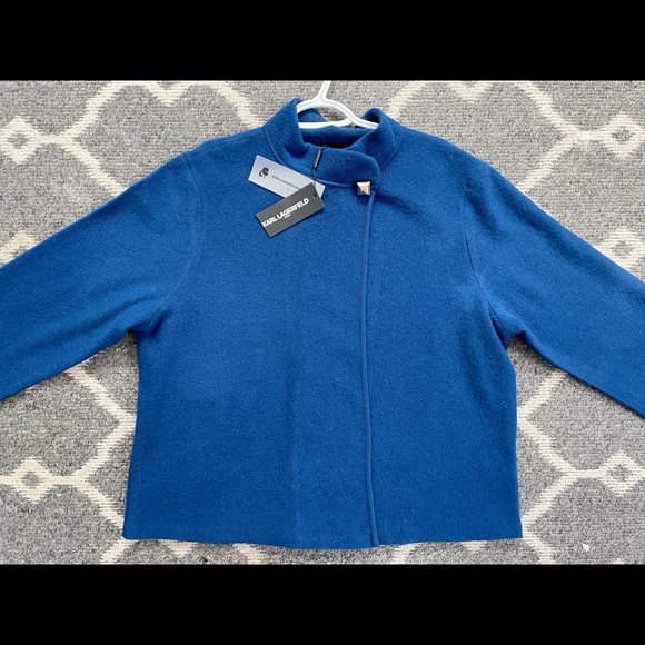 New Karl Lagerfeld Wool Blend Cape with Sleeves Size Extra Large - Picture 3 of 7